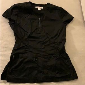 Koi women’s scrub top small black zip up stretch